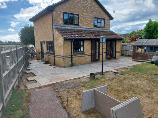 Indian sandstone patio install in Bourne End